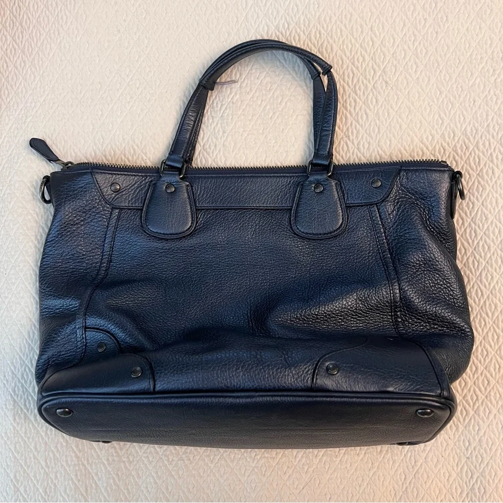 COACH Mickie Satchel Pearlised Blue Leather